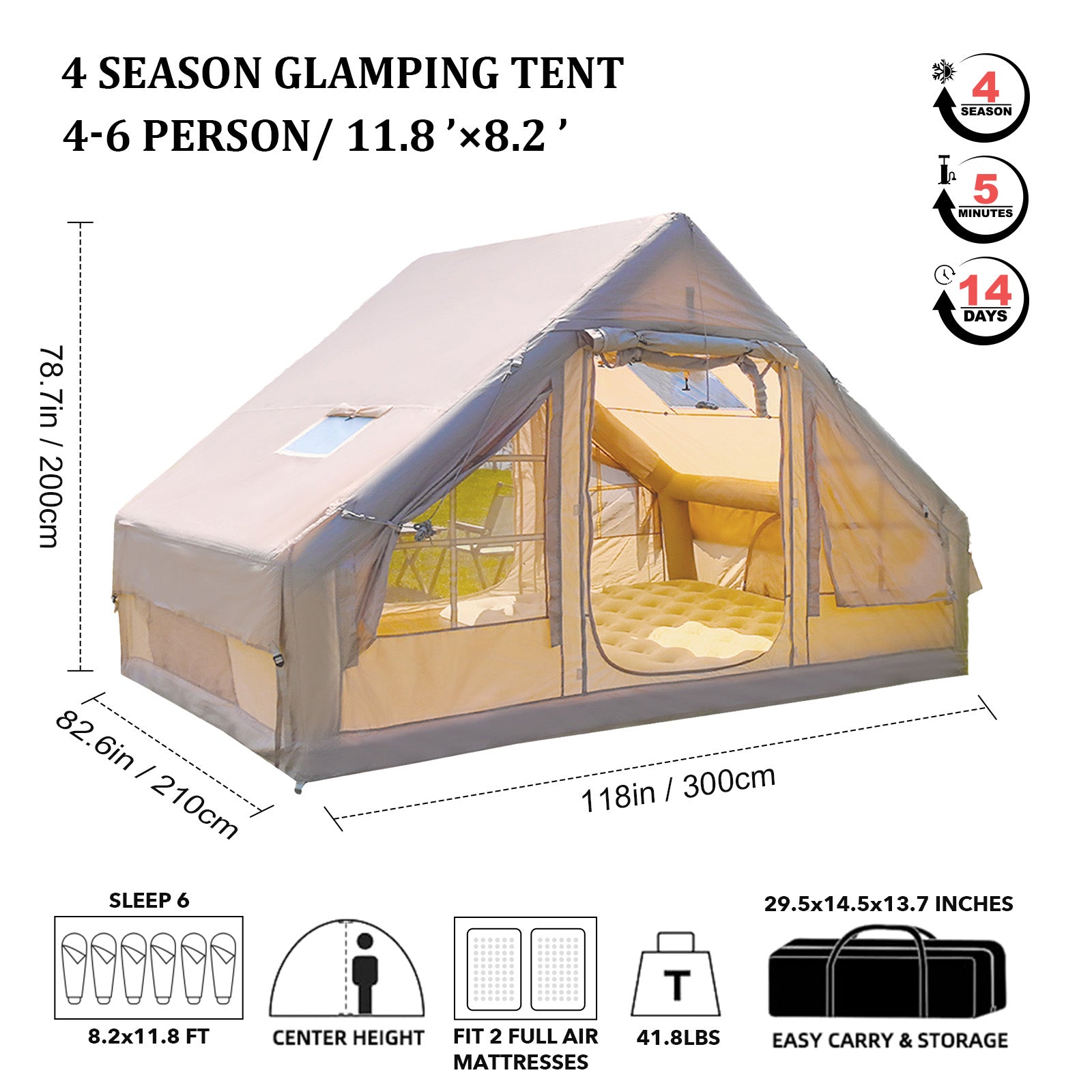 Inflatable Tent, 67.8 sq ft.