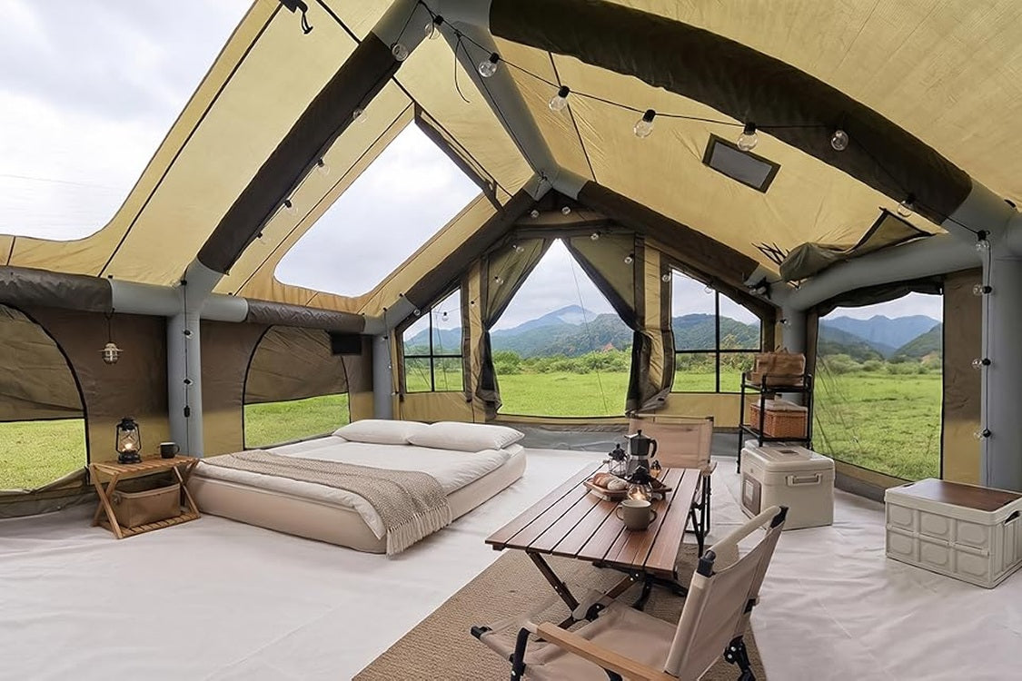 One way to divide the floor into sleeping and sitting zones.