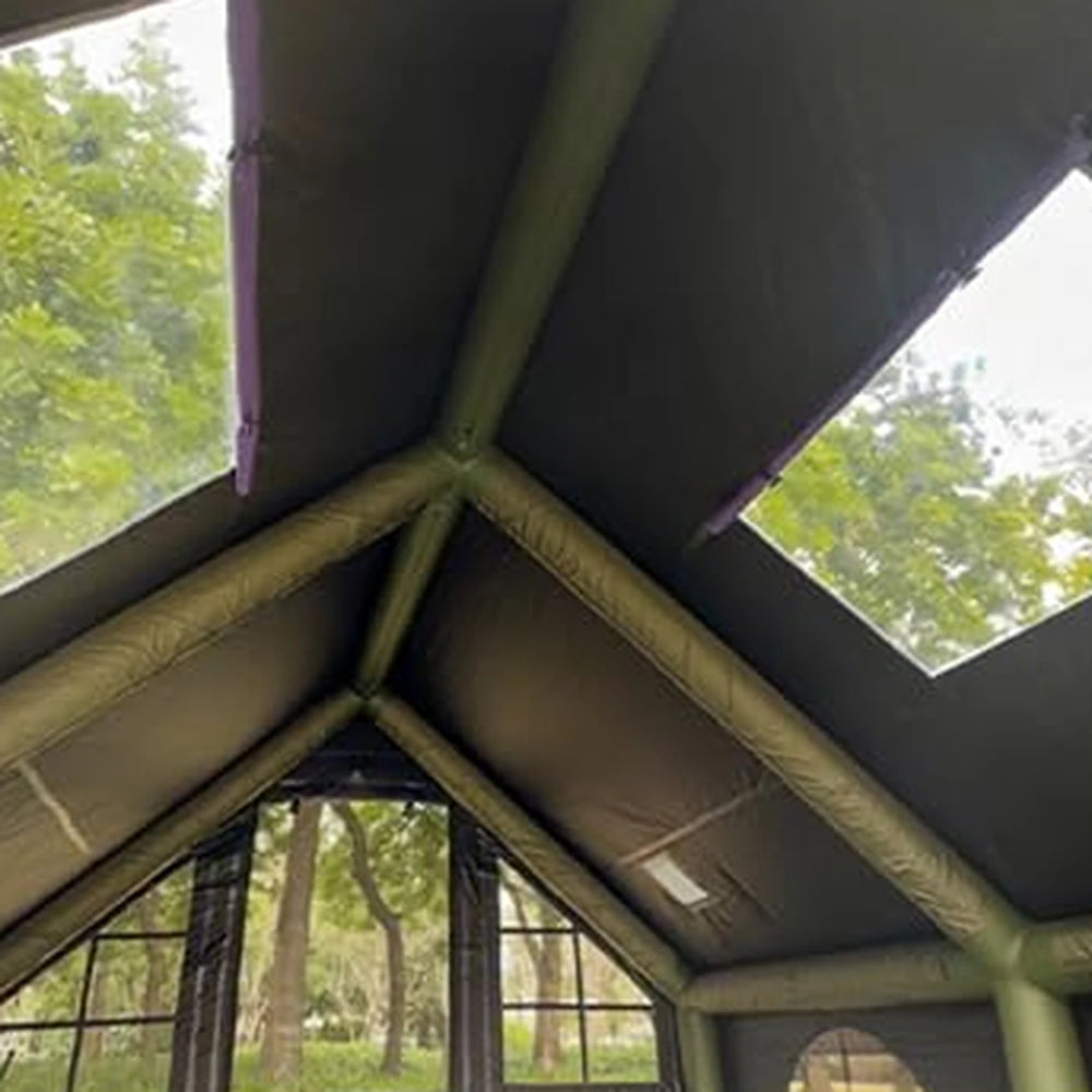 Interior view of the skylight in the purple Cabin tent