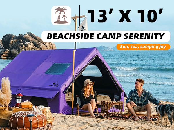 Spacious inflatable tent for beach camping and coastal getaways.