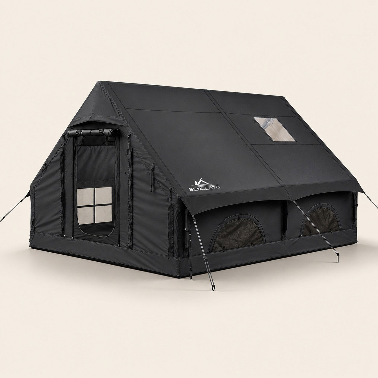 Black Senleeto 13 x 10 ft inflatable cabin tent shown in a clean studio view