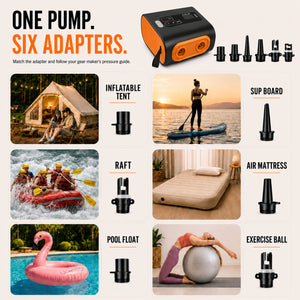 SENLEETO air pump for inflatable tents, SUP boards, rafts, air mattresses, pool floats and exercise balls