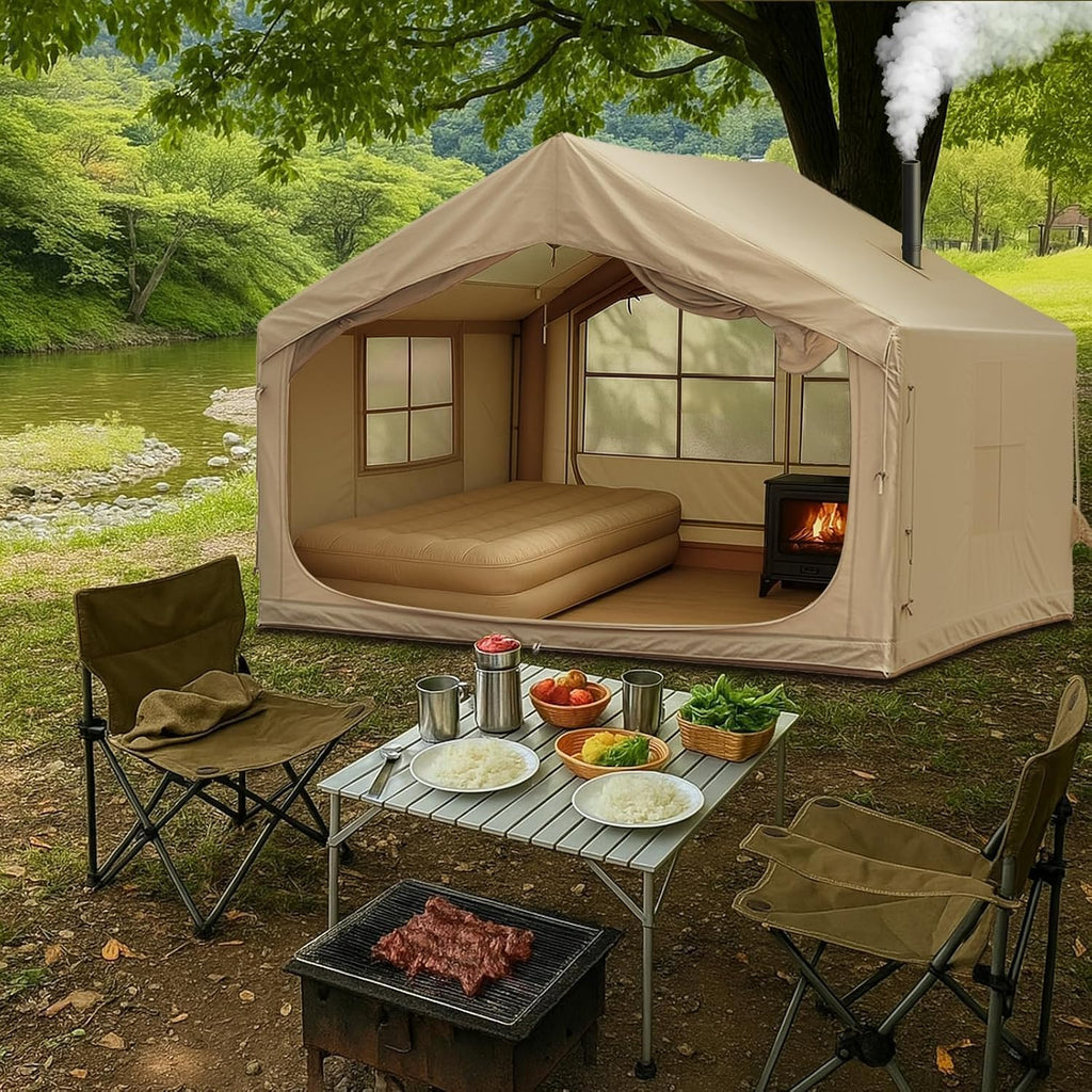 Senleeto 6-8 Person Inflatable Cabin Tent | 4-Season All-Weather Shelter with Stove Jack & Quick Setup