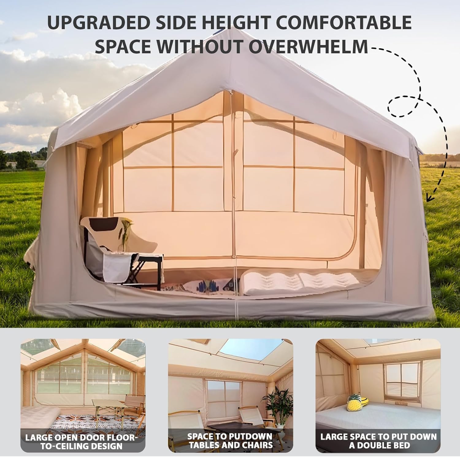 Senleeto 6-8 Person Inflatable Cabin Tent | 4-Season All-Weather Shelter with Stove Jack & Quick Setup