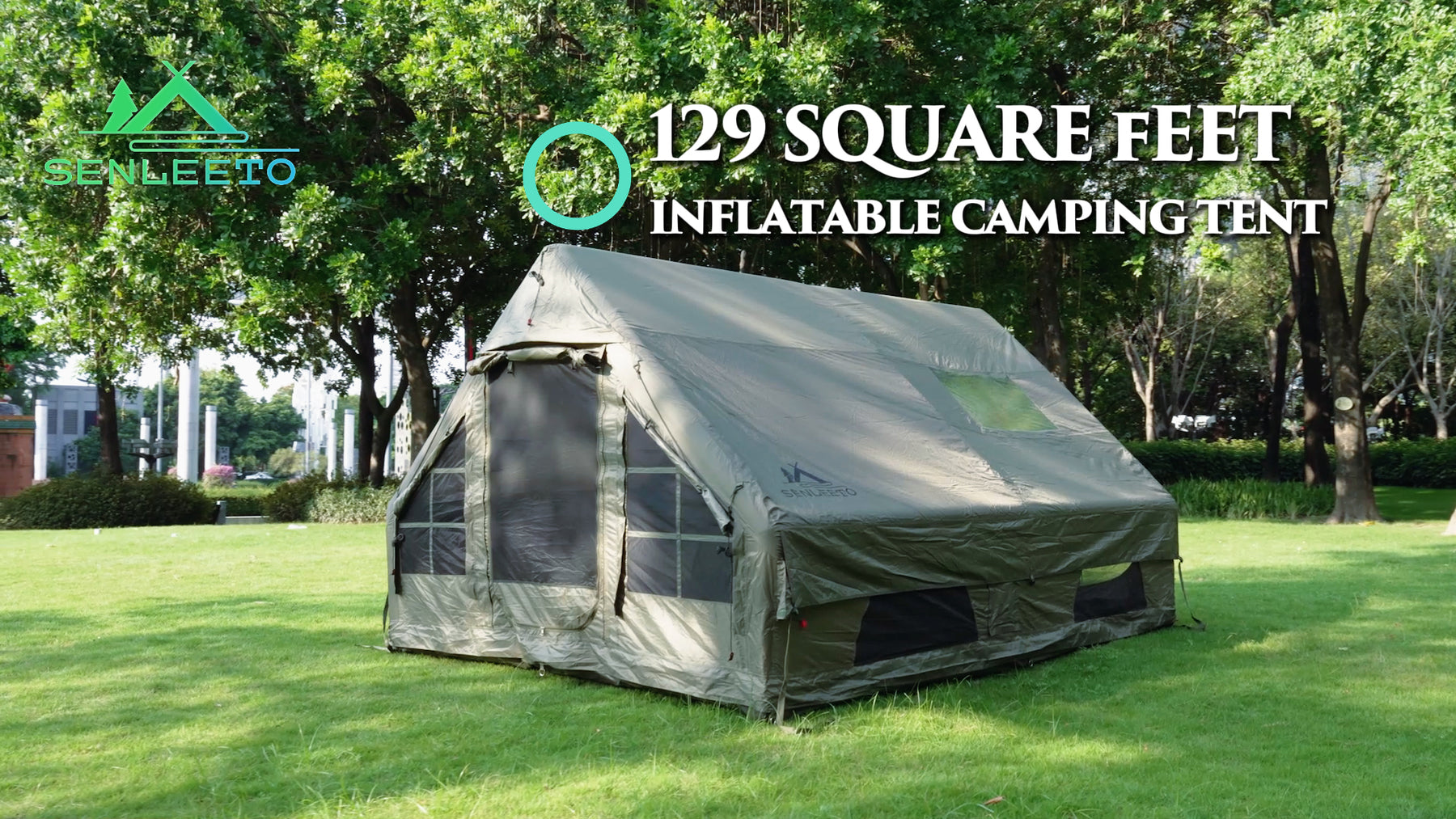 Senleeto inflatable tent setup and campsite video