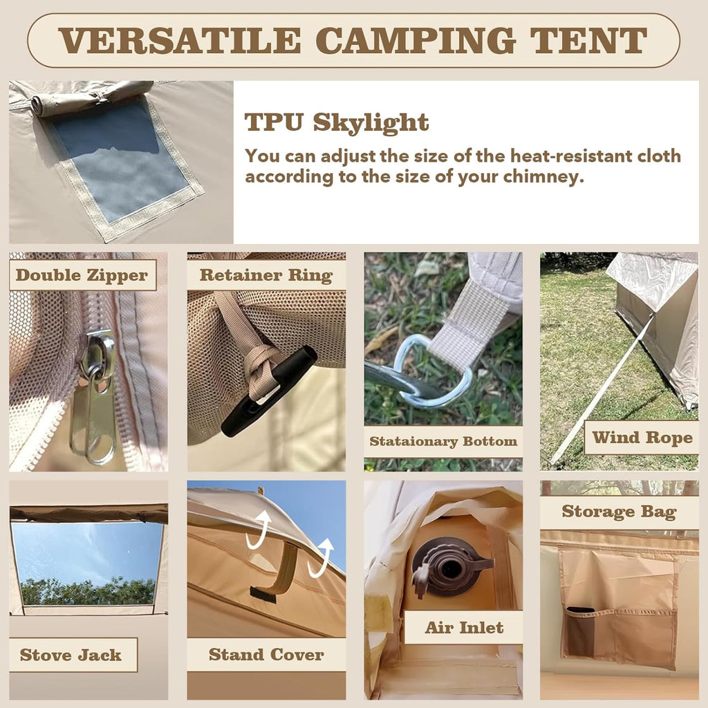 SENLEETO 4-6 Person Inflatable Tent with AC Port | Instant Setup Glamping & Family Tent for All-Season Camping