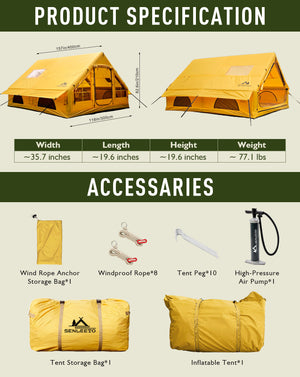 Durability comparison showing upgraded 420D Oxford fabric, 15cm air columns, and thicker PVC groundsheet.