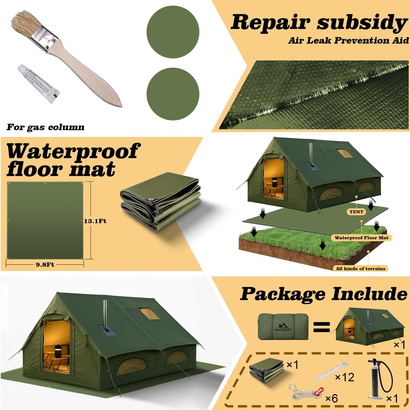8-10 Person Inflatable Tent (Green)