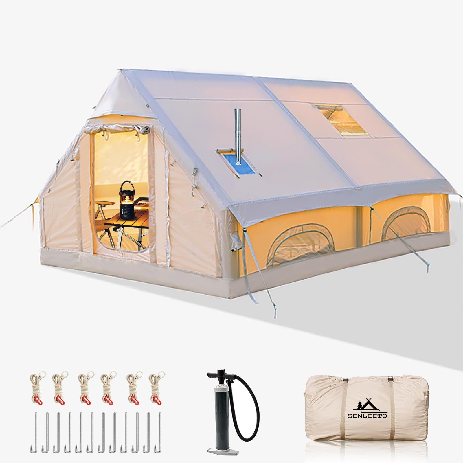 8-10 Person Inflatable Tent (4-Season, Canopy Opt.)