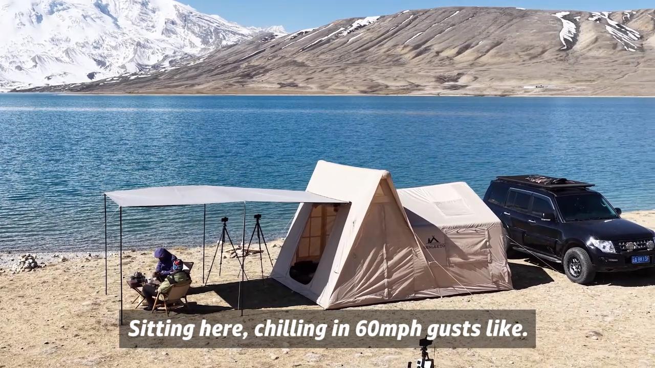 Senleeto inflatable tent setup and campsite video