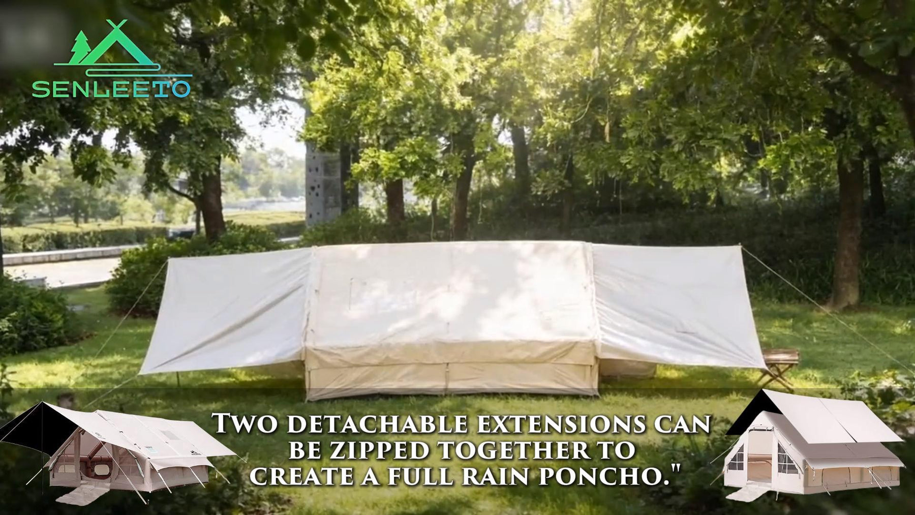 Senleeto inflatable tent setup and campsite video
