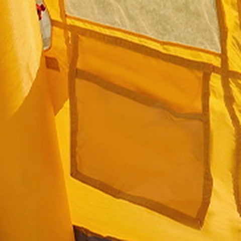 Interior wall storage pocket in the yellow Cabin tent