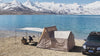 Senleeto inflatable A-frame tent pitched on a lakeside beach