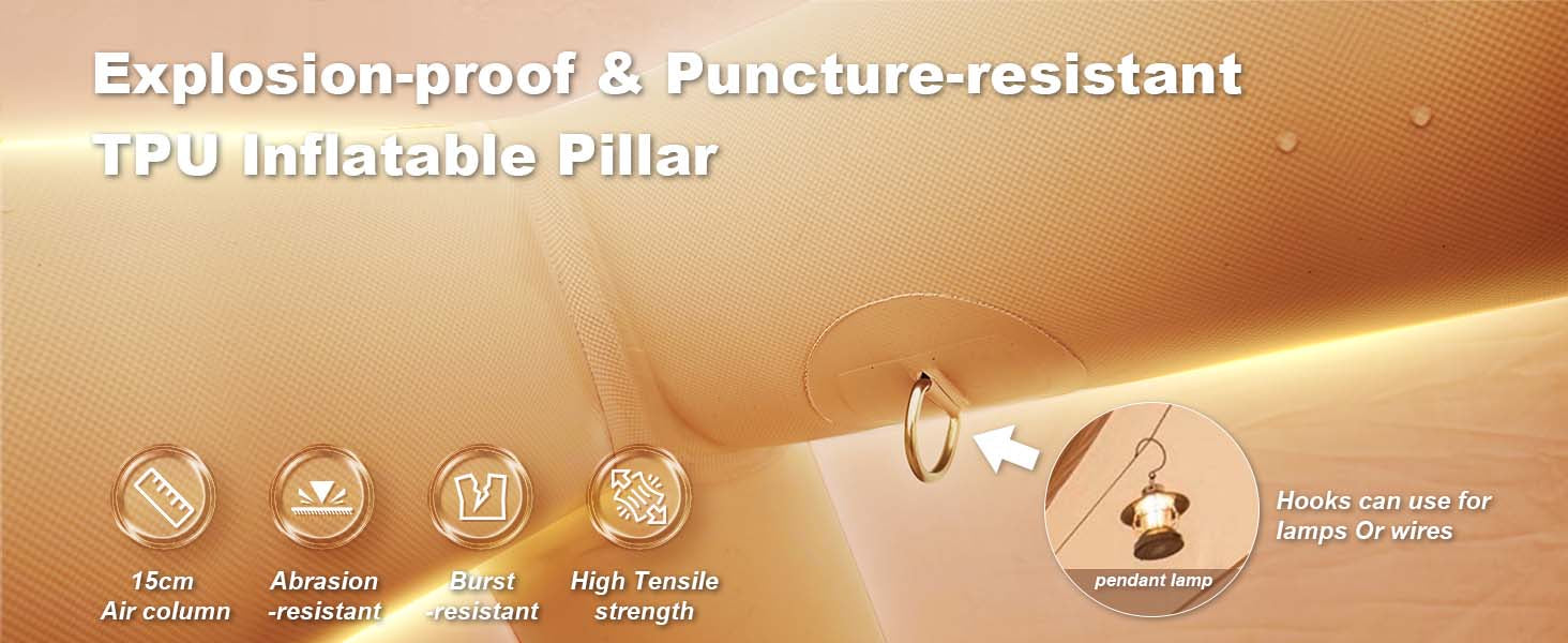 Senleeto explosion-proof TPU inflatable pillar. 15cm air column, puncture-resistant, and high tensile strength for tents.
