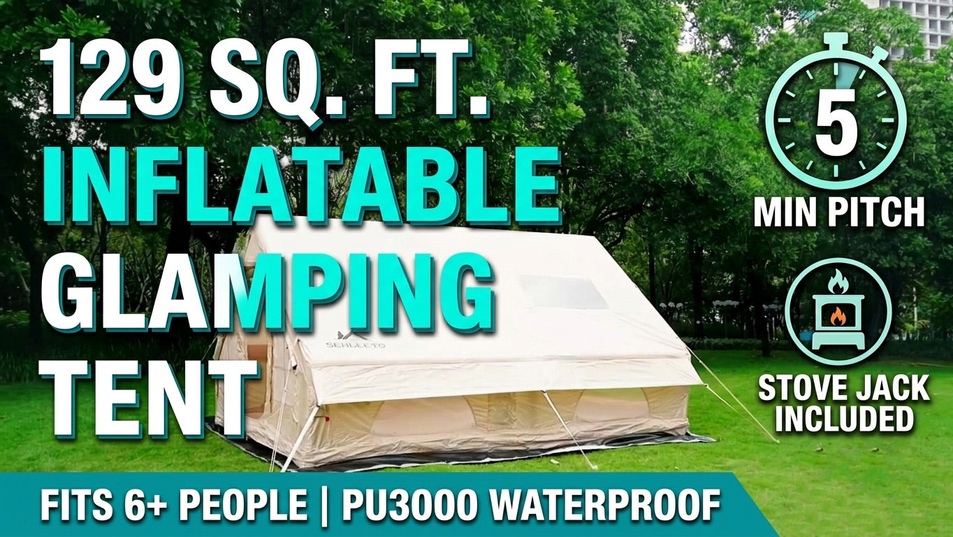 Senleeto inflatable tent setup and campsite video