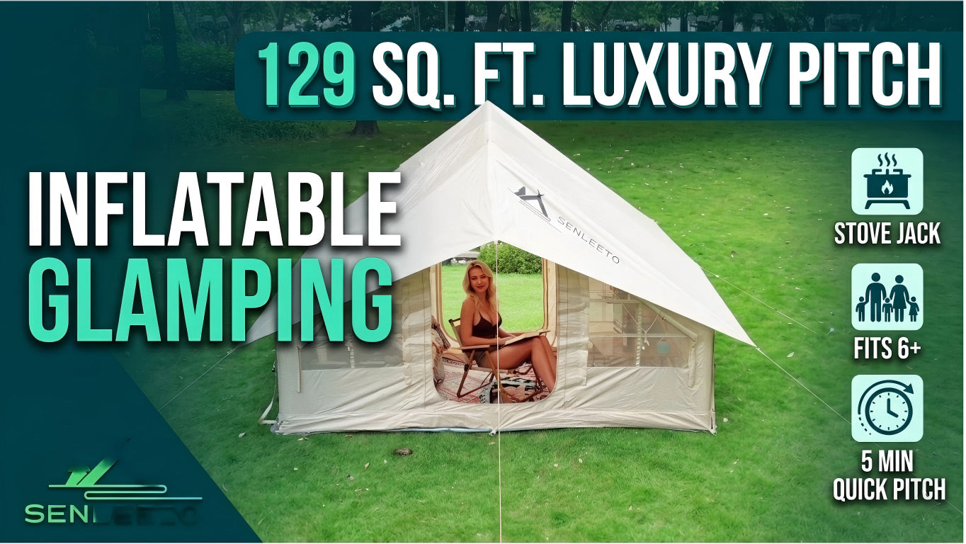 Senleeto inflatable tent setup and campsite video