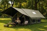 8-10 Person Inflatable Cabin Tent – 13' × 10' Base, Dual Extension Canopy, Stove Jack, AC Port, Olive Gree