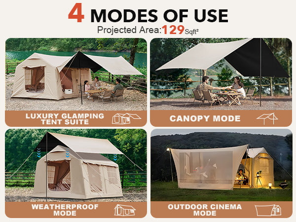 Senleeto tent 4-in-1 versatile setup modes.