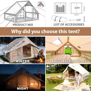 Breathable mesh windows on 4-season small air tent