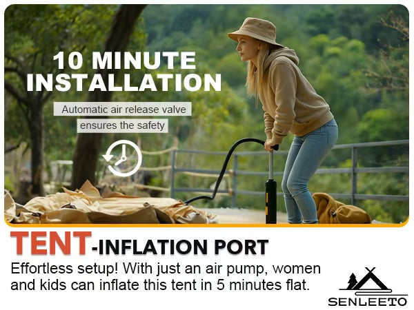 Quick 10-minute manual pump installation of the Senleeto tent.