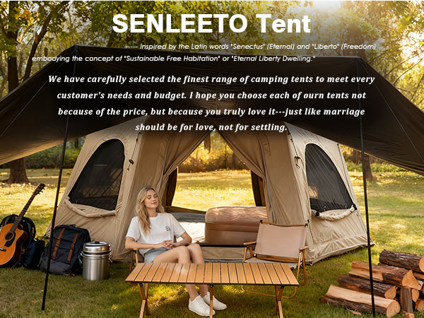Senleeto dome tent brand story and family glamping lifestyle.