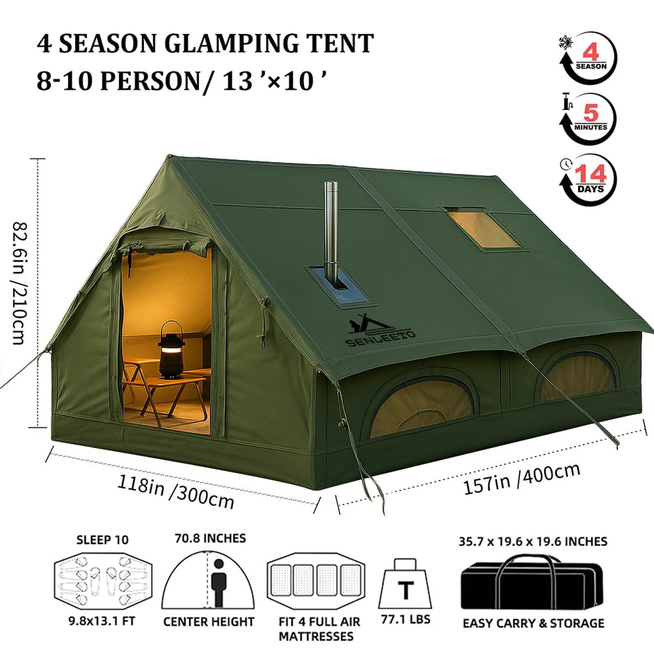 Inflatable Tents with AC Port & Stove Jack — 4-Season | Senleeto