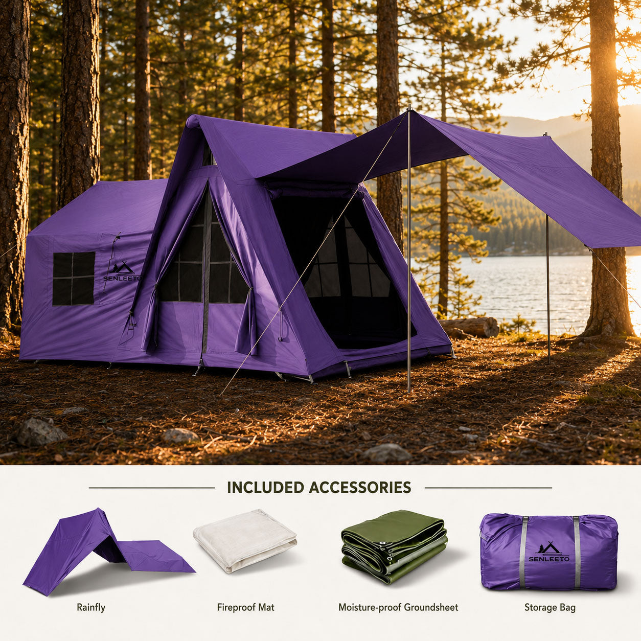 14x10 Inflatable A-Frame Tent, 6-8 Person, Purple