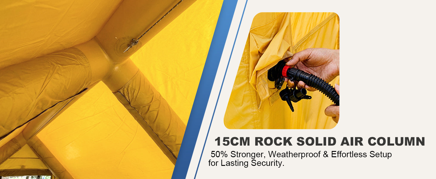 15cm thick air columns of Senleeto inflatable tent for strong, effortless setup.
