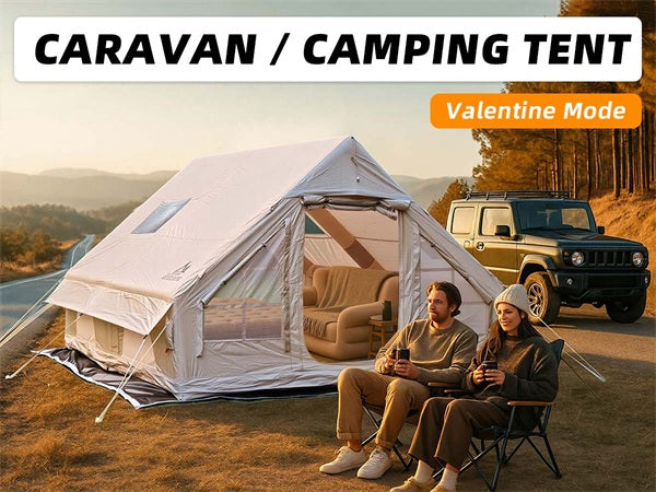 Inflatable camping tent without rainfly for road trip camping, easy setup and comfortable outdoor shelter