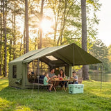 4-6 Person Inflatable Cabin Tent – 8' × 10', Stove Jack, Zippered Rainfly