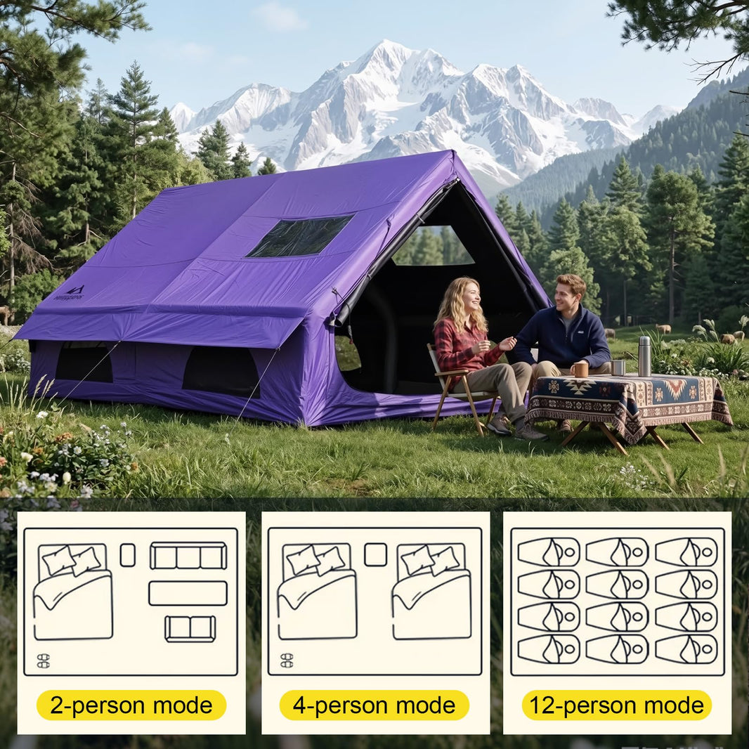 Inflatable Cabin Tents — Stove Jack, AC Port, 4-Season | Senleeto