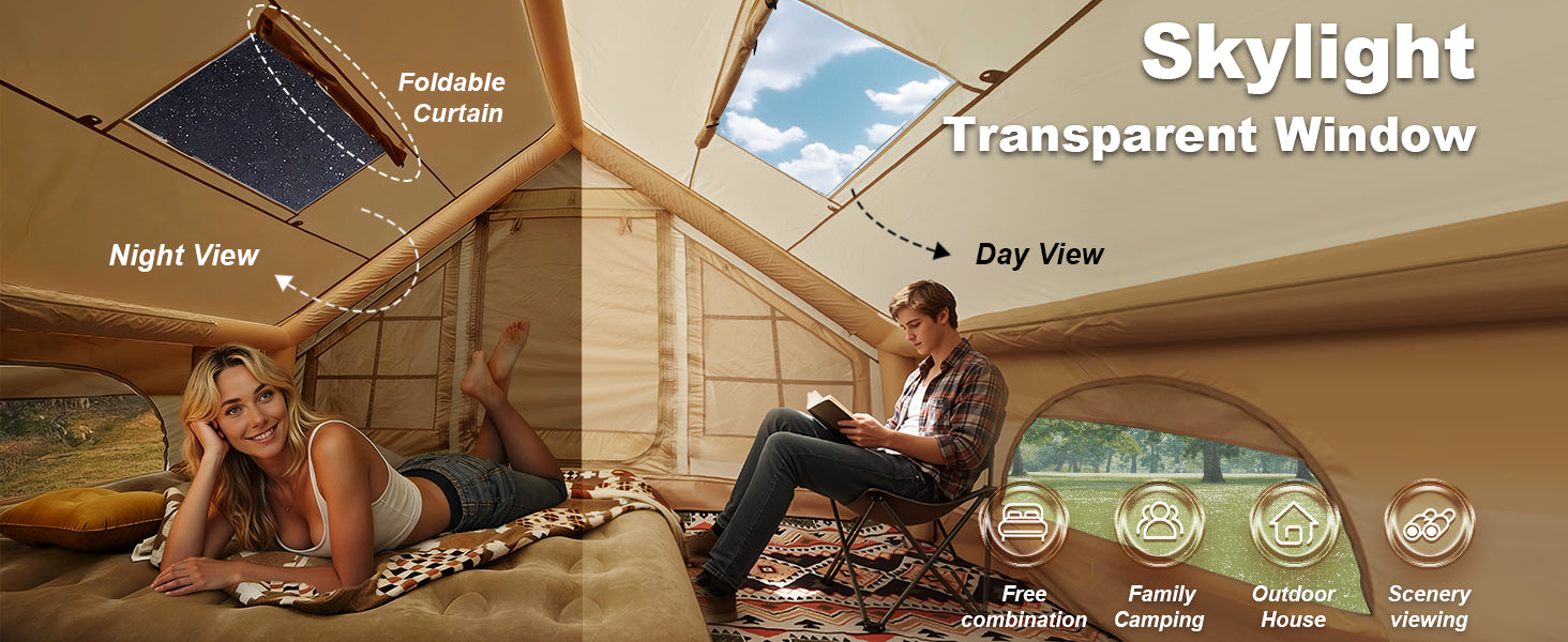 Senleeto tent side-by-side size comparison: Large vs. Mini models, illustrating direct standard and compact cabin options.