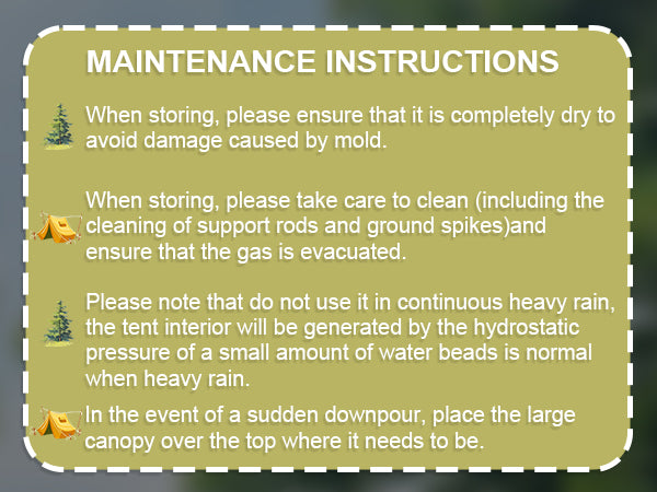 Professional maintenance instructions: Essential tips for drying, cleaning, and heavy rain care to protect your air tent.