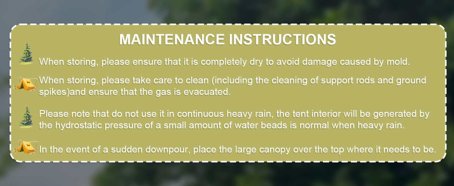 Professional maintenance instructions: Essential tips for drying, cleaning, and heavy rain care to protect your air tent.